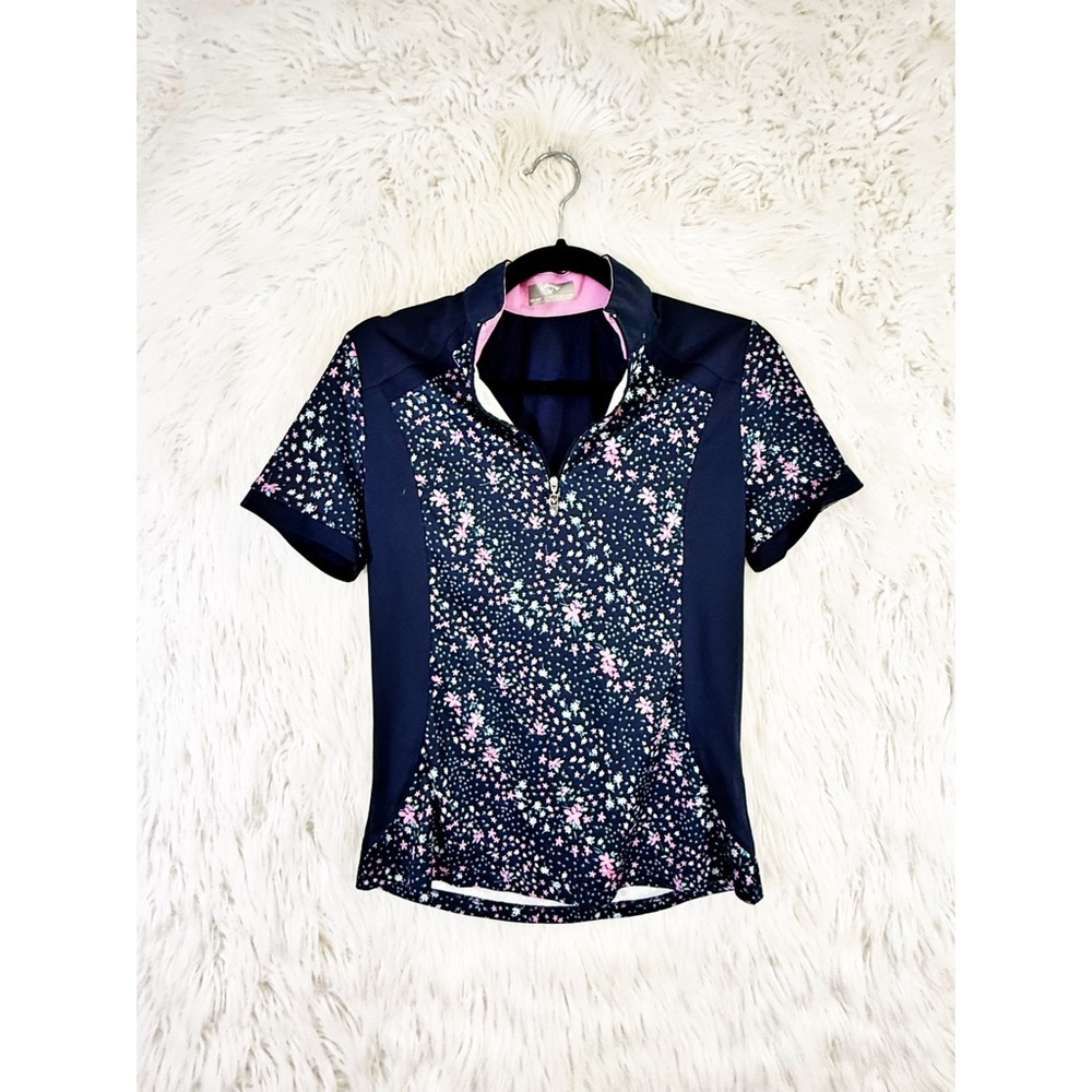 Callaway Women's Navy and pink floral golf polo